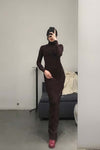 Marc Le Bihan 21915 Silk Shrinkage Stretch One-Piece Dress Collection French High-Level Handmade MLB-21915-JIUHONG Burgundy PMLB4